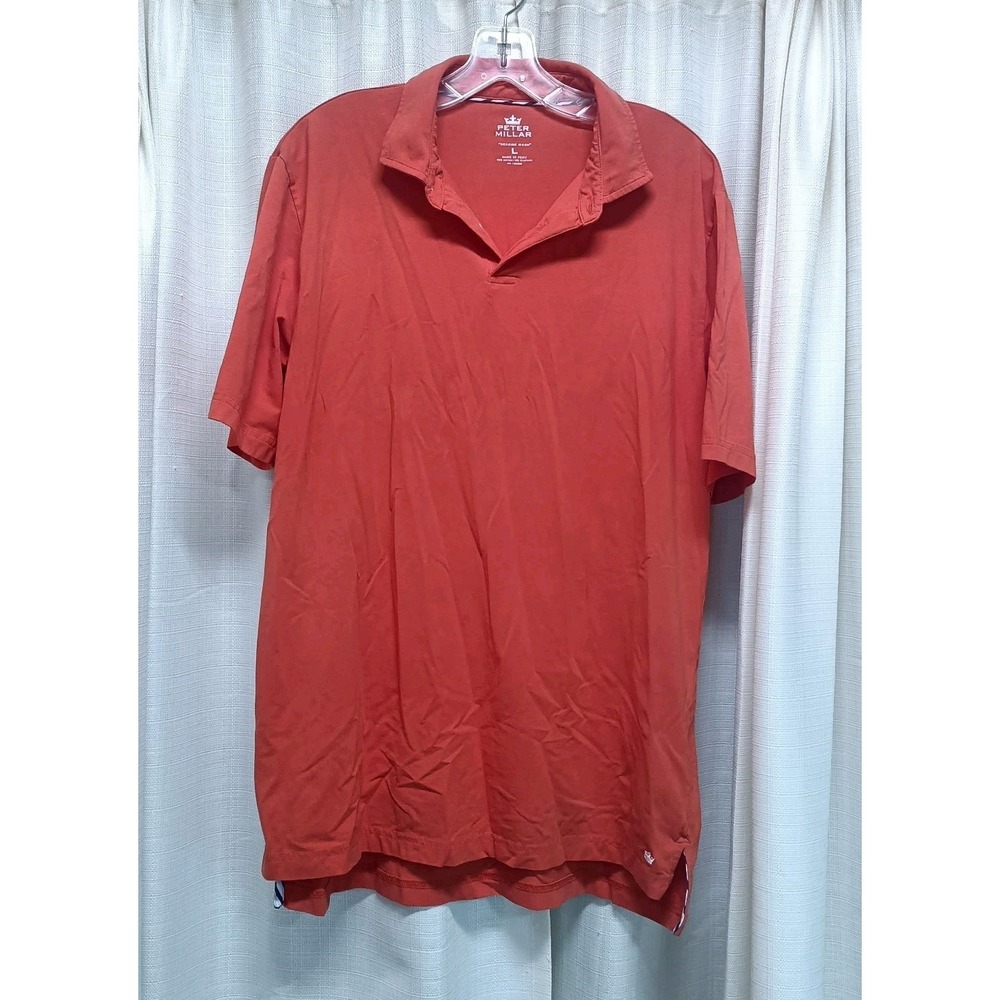 Peter Millar Seaside Wash Men's Size L Coral Short Sleeve Polo Shirt Casual Golf
